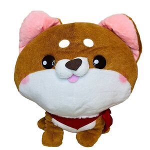 Adorable Brown and White Plush Dog Toy